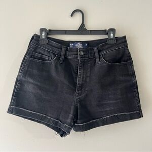 Hollister Black High-Rise Jean Shorts Distressed Denim Style Size 30 Size 11/10